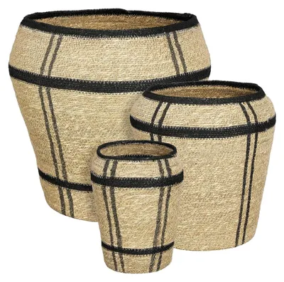 Produktbild von Mica Decorations Aufbewahrungskorb - 3er-Set - H38 x Ø30 cm - Seegras - Hellbraun