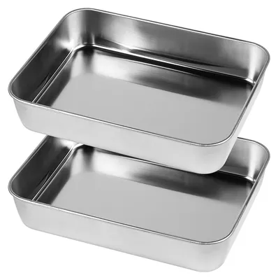2er-Set Backbleche aus Edelstahl, 23,8x18x4,7 cm, spülmaschinengeeignet