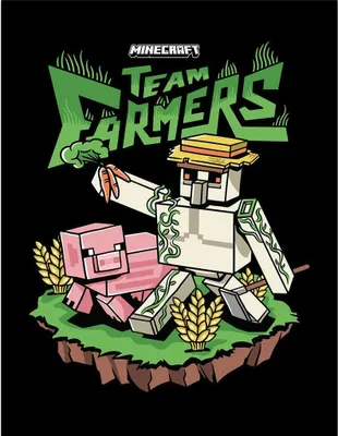 Image de Minecraft - Poster encadré "Team Farmers", imprimé PM11113 (taille unique) (Gris/Rose/Vert)