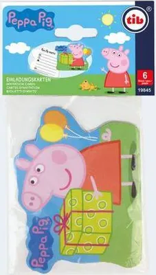 Produktbild von 6 Einladungskarten A6 mit Kuvert C6 Peppa Pig