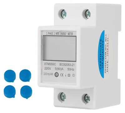 Zdjęcie produktu dla Licznik energii elektrycznej 220 V, 5(80) A, cyfrowy, 1-fazowy, 2-przewodowy, 2-polowy, do montażu na szynie DIN, elektroniczny, KWh