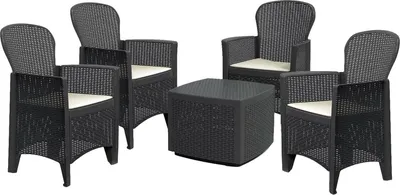 Immagine prodotto di Dmora set Salotto da Esterno Sulzano Nero Antracite, 4 Posti Impermeabile, Lavabile, 100% Riciclabile  Italy