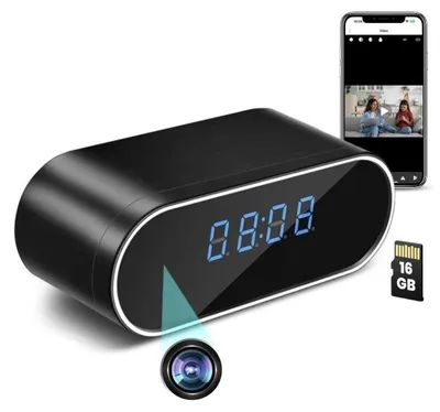 Zdjęcie produktu dla iUni IP07 Mała kamera z zegarkiem, Wi-Fi, 16GB, Full HD, 160°, tryb nocny, podgląd na żywo w telefonie