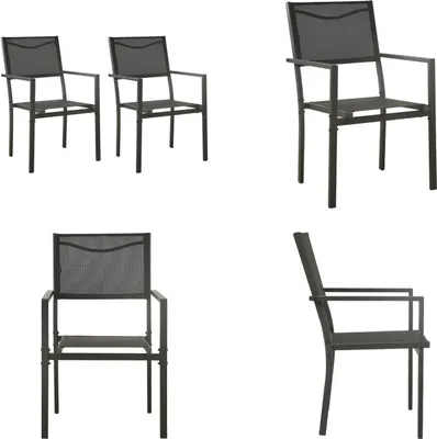 Image de vidaXL Chaises de jardin 2 pcs. Textilene et acier noir et anthracite - Chaise de jardin - Chaise - Chaises