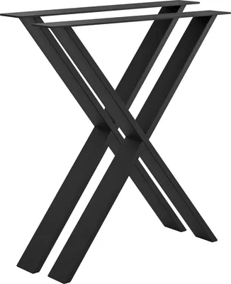 Produktbild von Tischkufe Etsi X-Form 700 mm Stahl schwarz pulverbeschichtet strukturiert - RAL 9005 - Tragkraft 100 kg/Kufe - 2er-Set