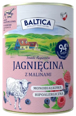 Productafbeelding van BALTICA Smaki regionów: Lam met frambozen – Natvoer voor honden – 400g