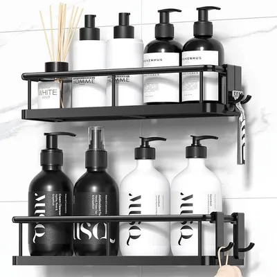 Produktbild von Hängendes Duschregal 1 Stück, Schwarz, Ohne Bohren Montage, Für Dusche Badzimmer