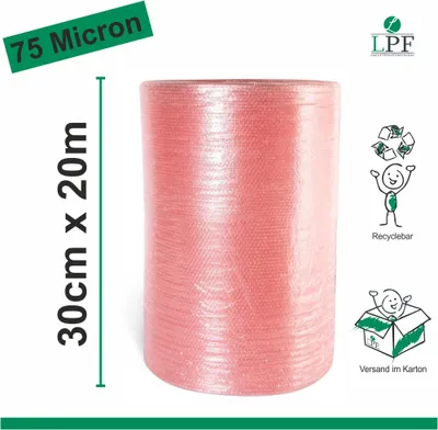 Produktbild von Luftpolsterfolie LPF75 Breite 30cm x Länge 20m Verpackungsfolie Folie