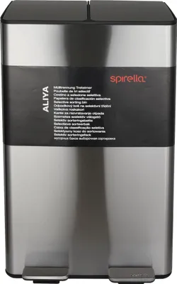 Obrázek produktu pro spirella odpadkový koš systém třídění odpadu třídění odpadu s víkem 60 l (2x30 l) s vnitřním košem velký odpadkový koš odpadkový koš pedálový koš nerezová ocel bílá