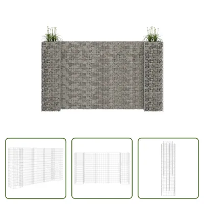 Immagine prodotto di The Living Store Cesto per piante in gabbione ad H in filo d'acciaio 260x40x150 cm