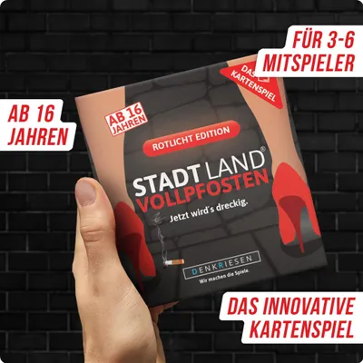 Produktbild von Stadt Land Vollpfosten® Rotlicht Edition – "Jetzt wird's dreckig." | Das Kartenspiel
