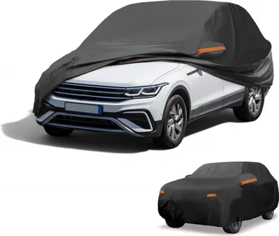 Image de Housse De Voiture šŠtanche Toutes Saisons Pour Usage ExtšŠrieur, Protection Anti-Uv, Anti-Pluie, Couverture Complššte Pour Volkswagen Tiguan 190T-Pu Noir Avec Fermeture šŠclair