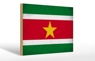 Produktbild von Holzschild Flagge Suriname 30x20cm Flag Suriname Vintage