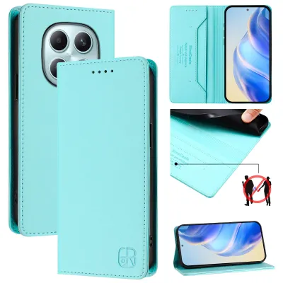 Produktbild von Lederhülle für Xiaomi Redmi Note 15 4G Hülle Flip Brieftasche Kartenfächern Ständer Schutzhülle Türkis