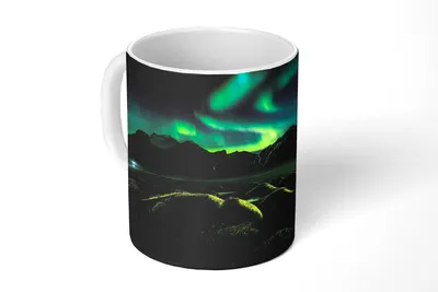 Produktbild von KitchenYeah® Tasse Kaffeetasse Kaffeebecher 350 ml Nordlichter - Auto - Island Teetasse - Fototasse - Becher - Keramikbecher - Teebecher - Kaffeetasse - Bürotasse
