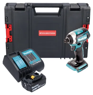 Immagine prodotto di Makita DTD 154 SF1J-R Avvitatore a impulsi a batteria 18V 1/4" 175Nm Brushless + 1x batteria ricaricabile 3,0 Ah + caricatore + RHINO