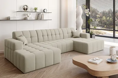 Zdjęcie produktu dla Sofa narożna w kształcie litery U Nimes, tkanina Portland Ecru