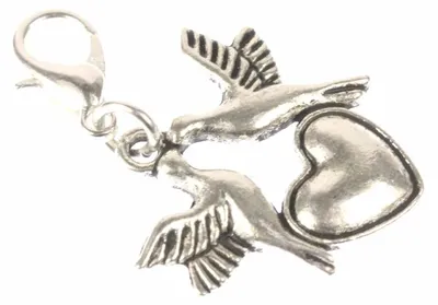 Produktbild von Herz Vögel Charm Anhänger Bettelarmband Miniblings Vogel Liebe Love silber