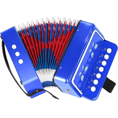Produktbild von Akkordeon Kinder Ziehharmonika 7 Tasten Ziehharmonika Knopf Akkordeon mit Riemen,für Anfänger, Akkordeon Erwachsene und Kinder ab 3 Jahre, Blau