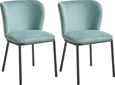 Produktbild von BELIANI Esszimmerstuhl 2er Set Mintgrün Stoffbezug mit Schwarzen Metallbeinen ohne Armlehnen Modern Skandi Küchenstühle Wohnzimmer Esszimmer Möbel