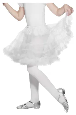 Produktbild von Smiffys Petticoat Weiß für Mädchen ab 3 Jahren, 2-lagig Tüll, Taillenumfang 54-70 cm, Länge 32 cm