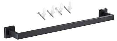 Produktbild von Handtuchstange Edelstahl 600 mm - Handtuchhalter - Wandmontage - Matt Schwarz - Modernes Design - Platzsparend - Handtuchregal
