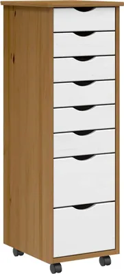 Produktbild von Rollschrank mit Schubladen MOSS Honigbraun Massivholz Kiefer
