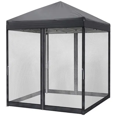 Produktbild von FCH 2x2m Faltpavillon, Pop Up Pavillon mit 4 Seitenwänden, wasserdicht, UV-Schutz,Gartenpavillon ,grau