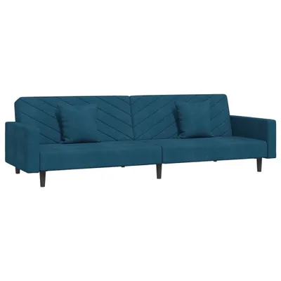 Produktbild von Schlafsofa 2-Sitzer mit 2 Kissen Blau Samt