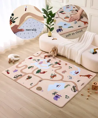 Produktbild von Babymatte Koraalfluweel 200x150x1,5 cm, Traagschaum, Kindertapijt für Kinderzimmer
