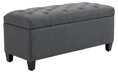 Produktbild von Sitzbank mit Stauraum Polsterbank mit Leinenoptik, Sitztruhe mit Holzbeine, Truhenbank für Wohnzimmer Schlafzimmer Flur 100 x 40 x 44 cm Dunkelgrau