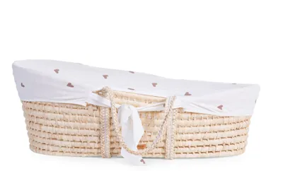 Imagen del producto de Funda para cuna de moisés Childhome, diseño "Jersey Hearts", 85x45 cm, algodón