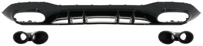 Produktbild von Heckstoßstangendiffusor für Mercedes A W177 Schrägheck 2018+ Schwarz Auspuff.