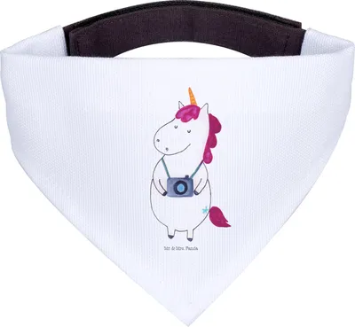 Produktbild von Mr. & Mrs. Panda Bandana Einhorn Fotograf - Weiß - Geschenk, Halstuch für Hund, Unicorn, Hunde Hals Tuch, Hundehalstuch, Kurztrip, Urlaub, Kamera, Tourist, Dreieckstuch