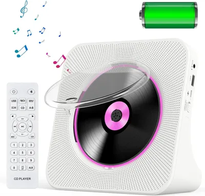 Produktbild von Tragbarer CD-Player mit Bluetooth 5.0, 4000-mAh-Akku, Lautsprechern, staubdicht, FM-Radio, Timer, USB/AUX.