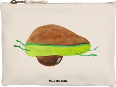 Produktbild von Mr. & Mrs. Panda Kosmetiktasche Avocado Yoga Größe M - Weiß - Geschenk, Sport, Humor, Haha, kosmetiktäschchen, Federtasche, Hilfe, Bauch, Gesund, beauty case, Pouch