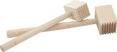 Image de Set de deux marteaux à viande en bois à deux faces, carrés, 33 cm et 28,5 cm