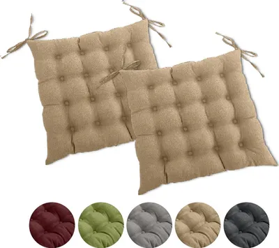 Obrázek produktu pro WOMETO sada 2 sedáků na židli 40x40 cm - béžový polštářek na židli polštářek na židli polštářek na židli s popruhy