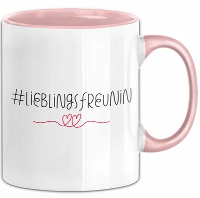 Produktbild von Tasse ValentinstagsGrafik mit Herzen und Lieblingsfreundin Geschenk für sie (Rosa)