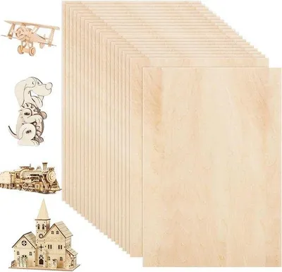 Obrázok produktu pre Tenké drevené dosky, 20 kusov, 300 × 200 × 2 mm, prírodné drevo