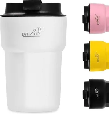 Immagine prodotto di Tazza da viaggio termica con coperchio a chiusura ermetica - Tazza da caffè da viaggio in acciaio inossidabile - Resistente al calore e al freddo - 350 ml - Bianca