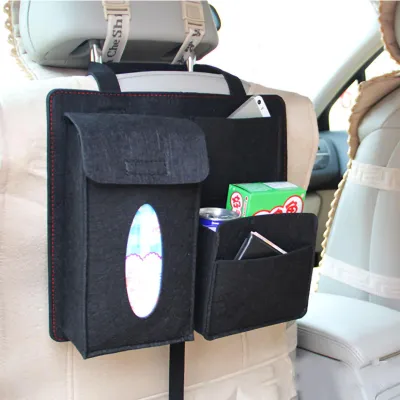 Immagine prodotto di Borsa da appendere per il sedile posteriore dell'auto, organizzatore multifunzionale, chiusura in velcro, grande capacità, nero