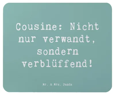 Produktbild von Mr. & Mrs. Panda Mauspad Spruch Cousine Wunder - Meeresbrise - Geschenk, Familienmitglieder, überraschend, Erinnerungen, mousematte, Einzigartig, Bindung, laptop mousepad