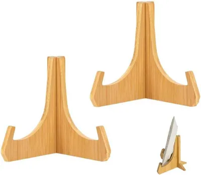 Produktbild von Notenständer Tellerständer für Ständer, 2 Stück 6 Zoll Tellerhalter, Tischständer aus Holz, Mini-Tischständer, dekorativer Tischständer, Bilderrahmen,