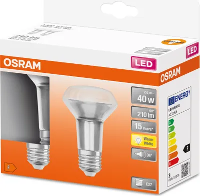 The image shows the packaging of an OSRAM LED light bulb.