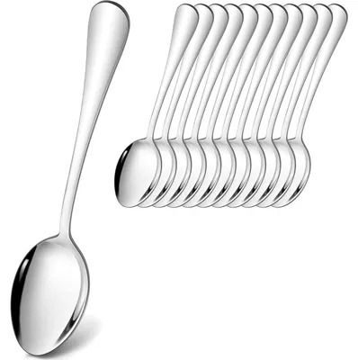 Obrázek produktu pro Lžíce na polévku, nerezová ocel, 20,5 cm, vhodné do myčky, 12 kusů, stříbrná barva
