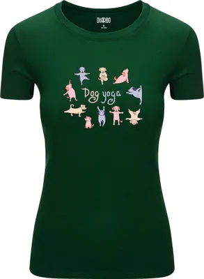 Produktbild von Diarbo Damen T-Shirt mit Lustigem Sport Druck Yoga-Hunde Dunkelgrün Gr.M