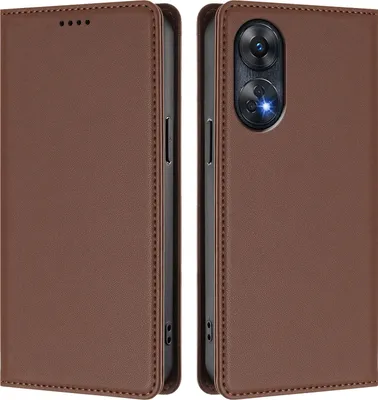 Produktbild von Handyhülle für Oppo Reno8 T 4G, Kunstleder Klapphülle Stoßfeste Magnetische Hülle mit Ständer Braun
