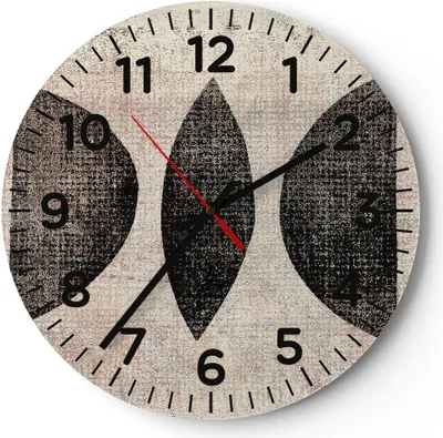 Produktbild von Wanduhr - Rund - Glasuhr - Form Figuren Geometrisch - 30x30cm - Schleichendes Uhrwerk - Lautlos - zum Aufhängen bereit - Dekoration Modern - Wanddekoration aus Glas - C4AR30x30-5099
