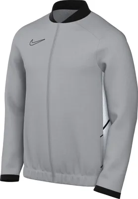 Image de Veste de training de football Nike Dri-FIT Academy 25 pour hommes, en tissu tissé, couleur gris "Wolf Grey/Bleu"